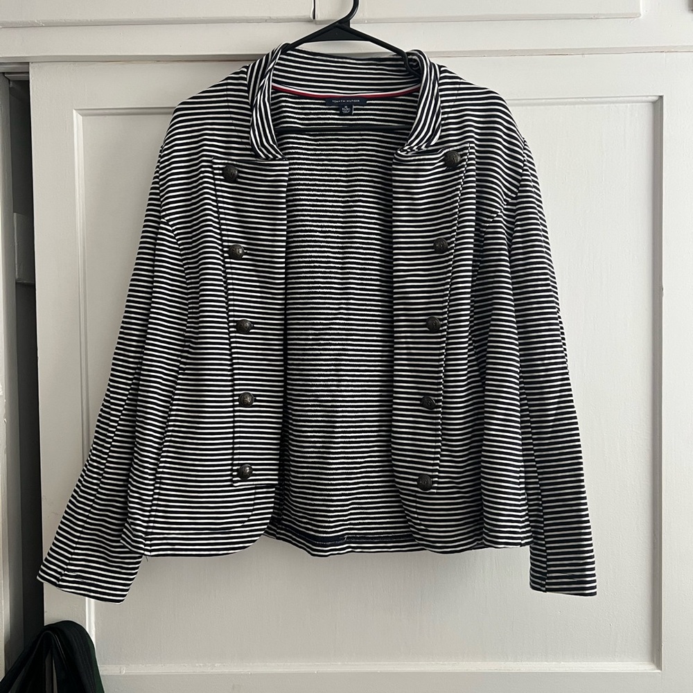 Tommy Hilfiger Black and White Striped Jacket
